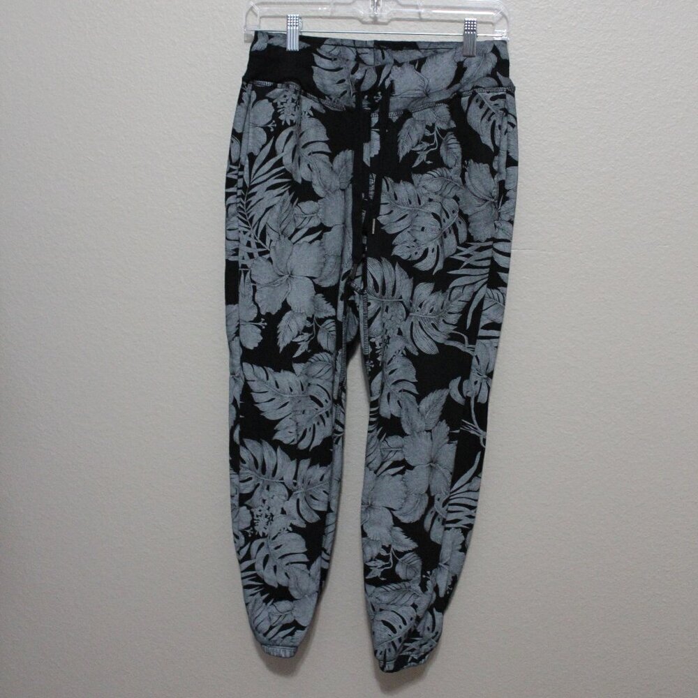 NSF Womens Sayde Tropical Leaf Print French Terry Sweatpants Joggers Size Small